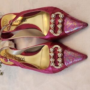 J. Renee Fuscia Color Sling Back Heels Womens Size 7M